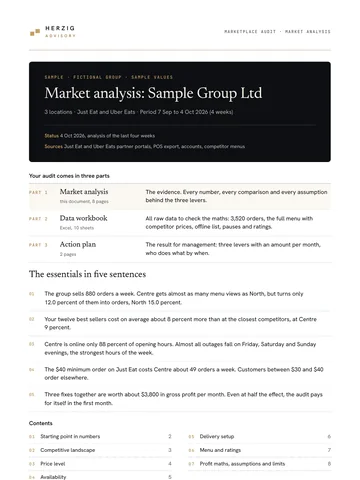 First page of the sample market analysis